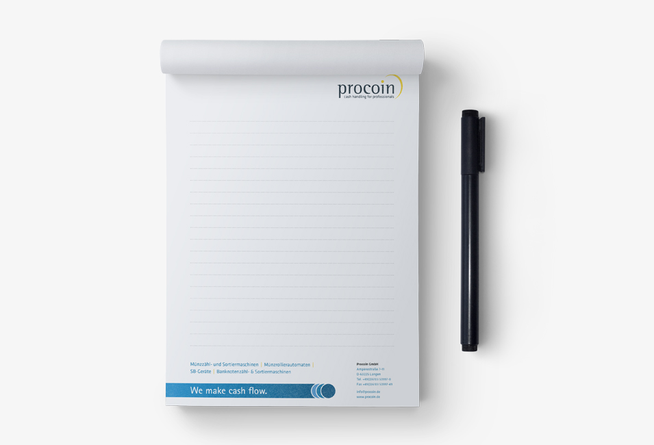 Procoin Notizblock mit Logo und Linien